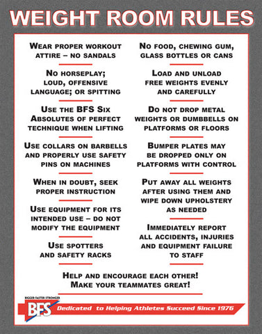 Weightroom Rules Poster
