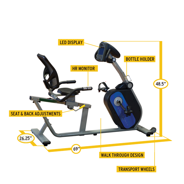 Body-Solid - B4R Recumbent Bikes, plug in, Black