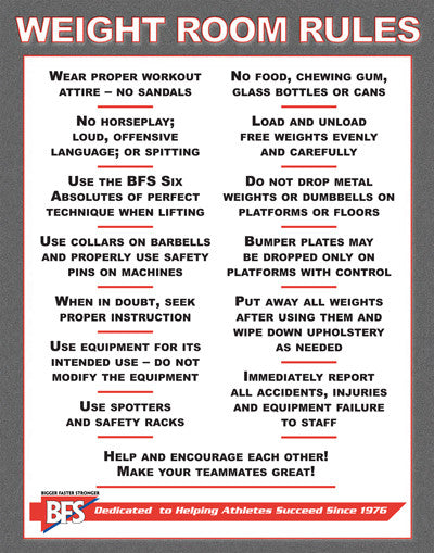 Weightroom Rules Poster
