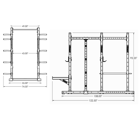 Titan G2 8' Power Rack/Half Rack Single Storage Post Combo