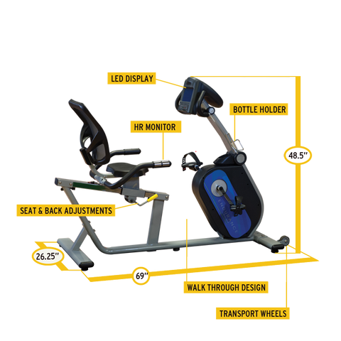 Body-Solid - B4R Recumbent Bikes, plug in, Black