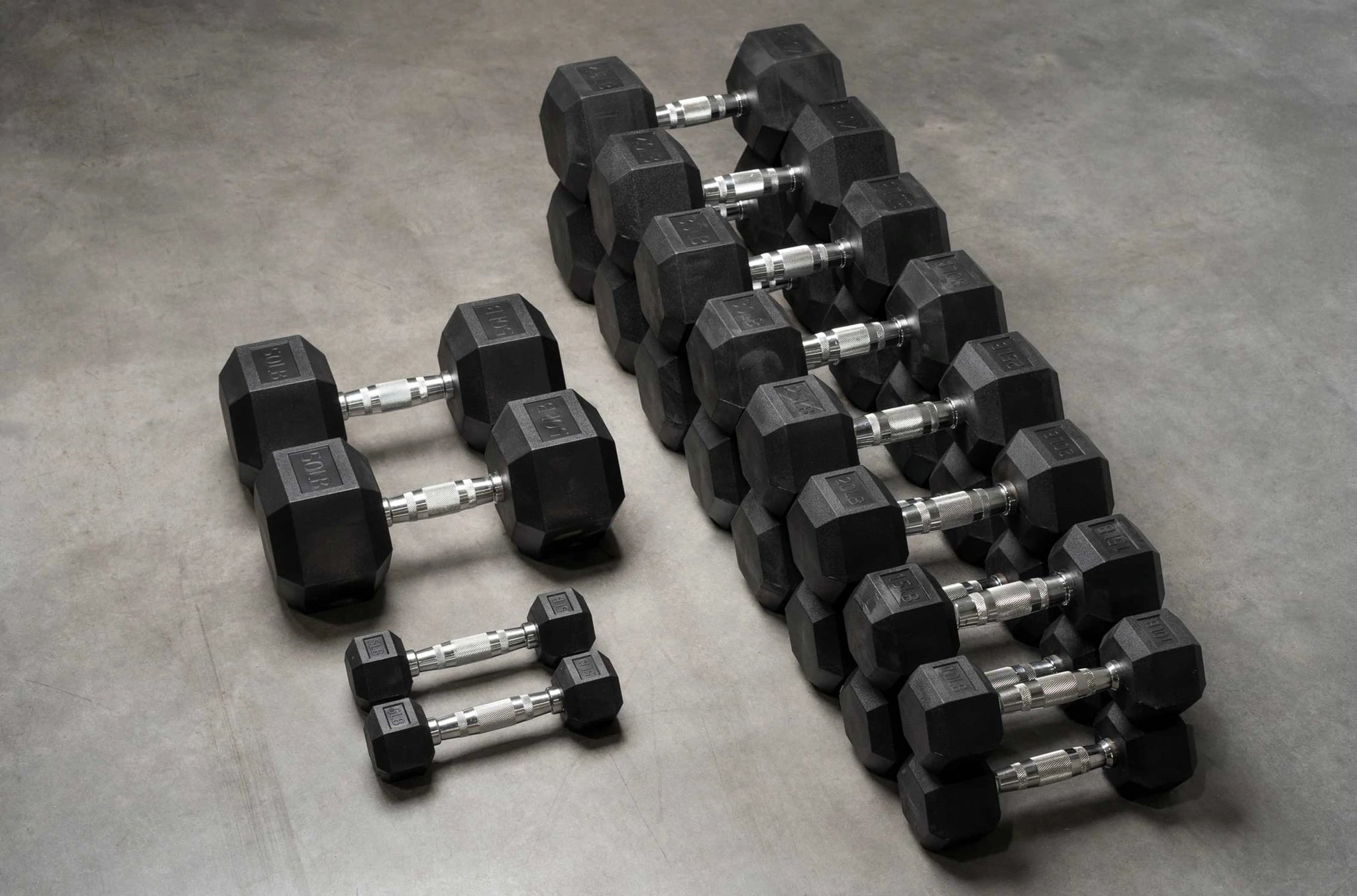 TORQUE RUBBER HEX DUMBBELL SETS Weight Room Equipment Bigger