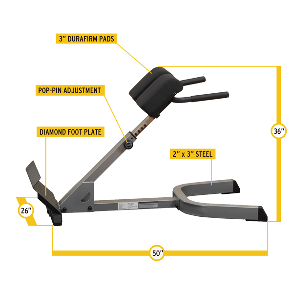 Body-Solid - 2"x3" 45 degree back hyper extension