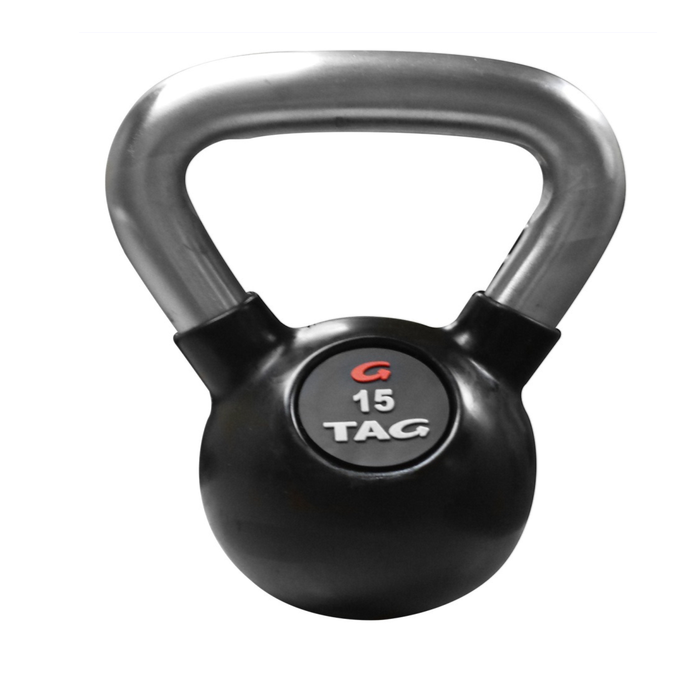 TAG Logo 5lb Rubber Encased Kettlebell with Chemical Chrome Handle