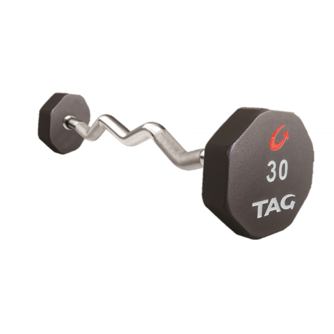 TAG EZ CURL FIXED BARBELL - 8 SIDED - PREMIUM ULTRATHANE ENCASED