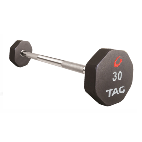TAG STRAIGHT FIXED BARBELL - 8 SIDED - PREMIUM ULTRATHANE ENCASED