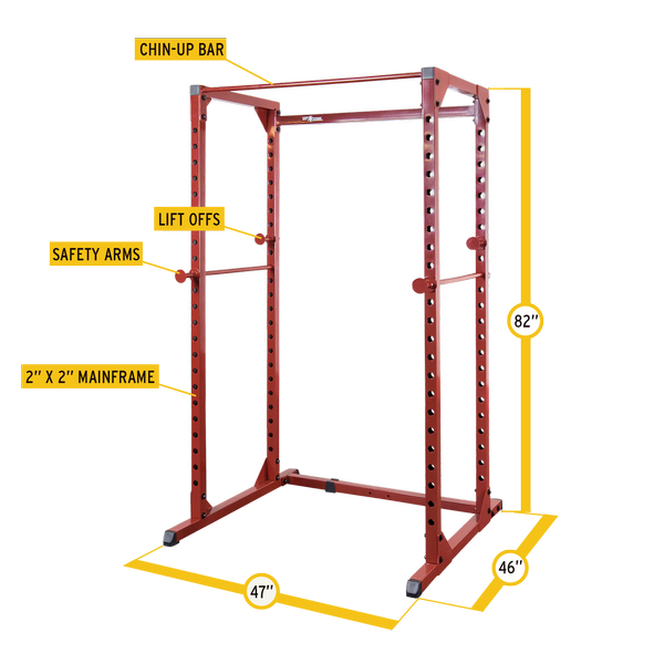 Signature Fitness SF-3 1,500 Pound Capacity 3” X 3” Power Cage Squat Rack, Includes  J-Hooks And Safety Straps, Other Optional Accessories, Red, We R Sports  Monster Power Cage