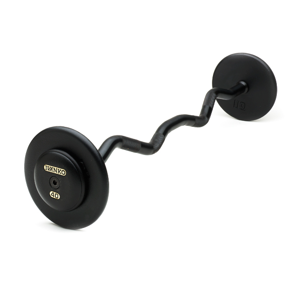 Ivanko Cast- Iron Black Oxide, Machined Fixed Curl Barbells