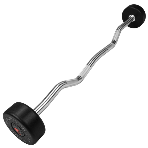 AB Series I BARBELLS: EZ Curl Fixed Weight Barbells with Texture Urethane Solid Head